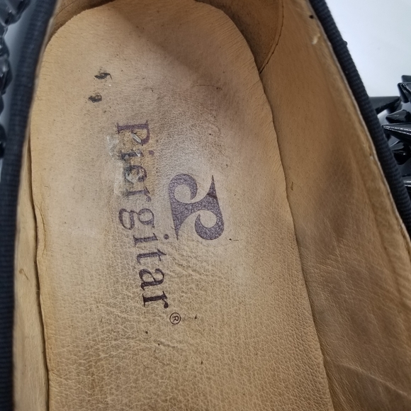 Piergitar Shiny Black Spikes Red Bottom Loafers - Picture 4 of 14